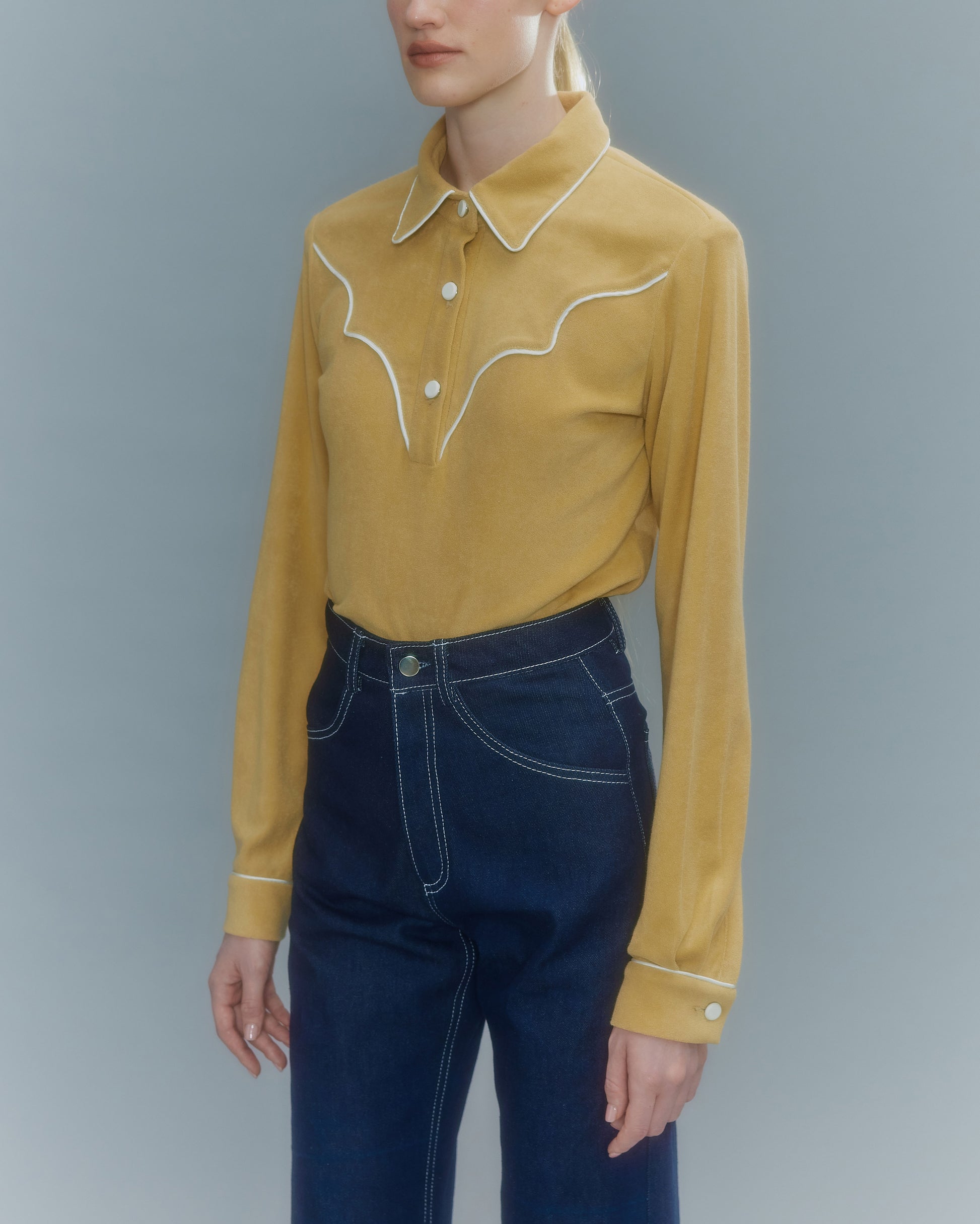 VICKTEERUT Long Sleeve Cowboy Shirt เสื้อเชิ้ตคาวบอย แขนยาว