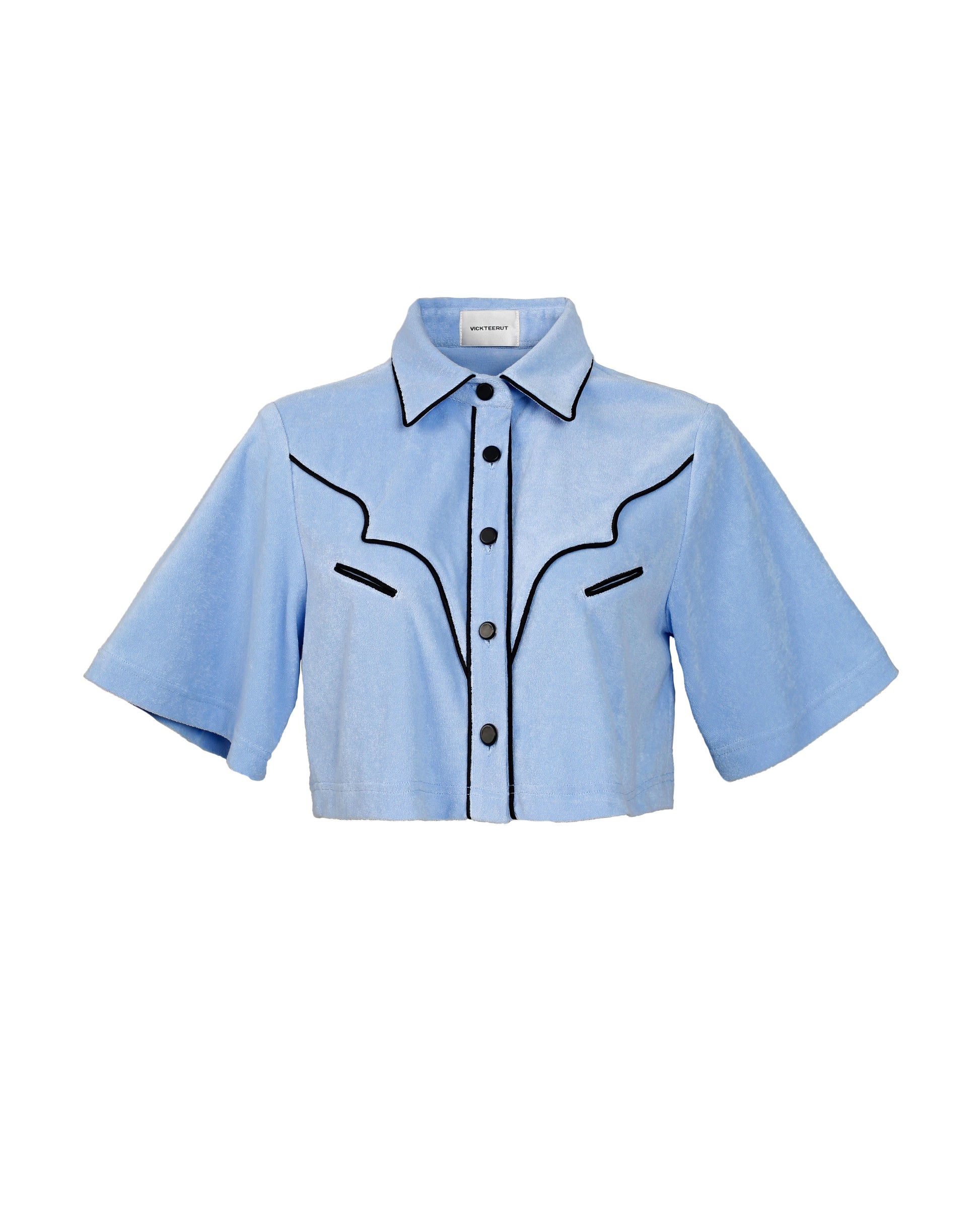 VICKTEERUT Short Sleeve Cowboy Cropped Shirt เสื้อเชิ้ตคาวบอย แขนสั้น ตัวสั้น