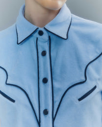 VICKTEERUT Short Sleeve Cowboy Cropped Shirt เสื้อเชิ้ตคาวบอย แขนสั้น ตัวสั้น