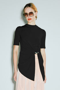VICKTEERUT Short Sleeve Drape Jersey Blouse เสื้อแขนสั้น จับเดรป ผ้าเจอร์ซีย์