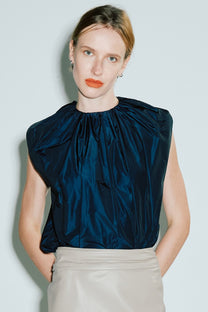 VICKTEERUT Ruched-Neck Sleeveless Blouse เสื้อแขนกุด คอรูด