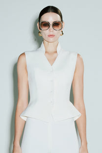 VICKTEERUT Sleeveless Stand Collar Blouse เสื้อแขนกุด คอตั้ง