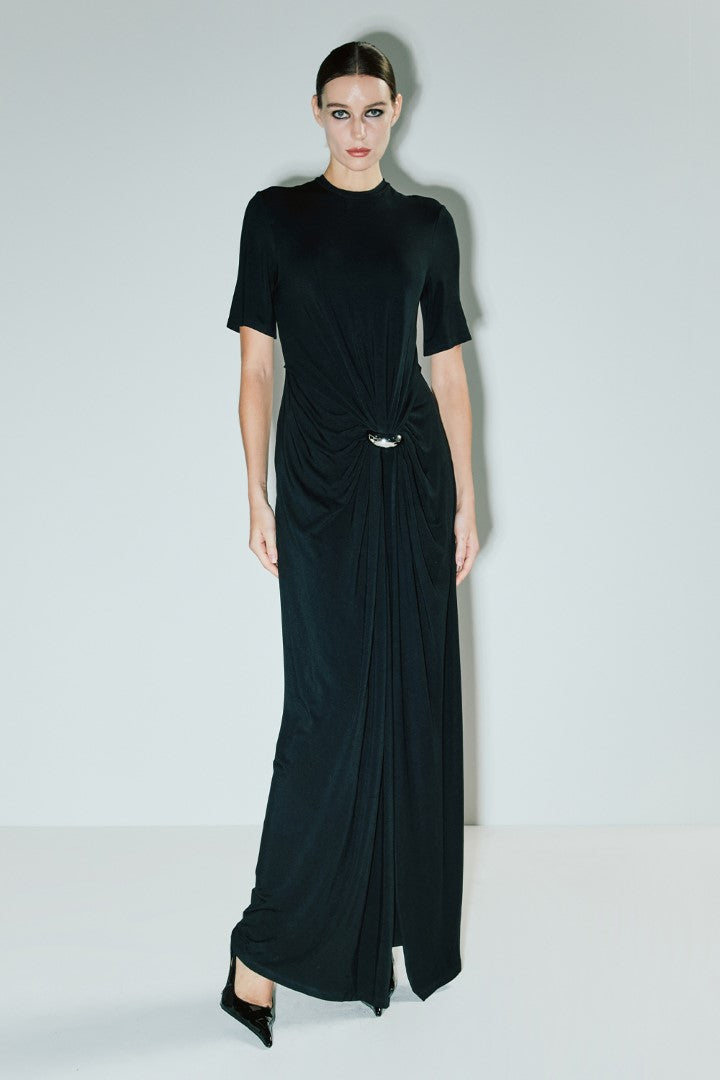 VICKTEERUT Short Sleeve Draped Gown เดรสยาว แขนสั้น จับเดรป