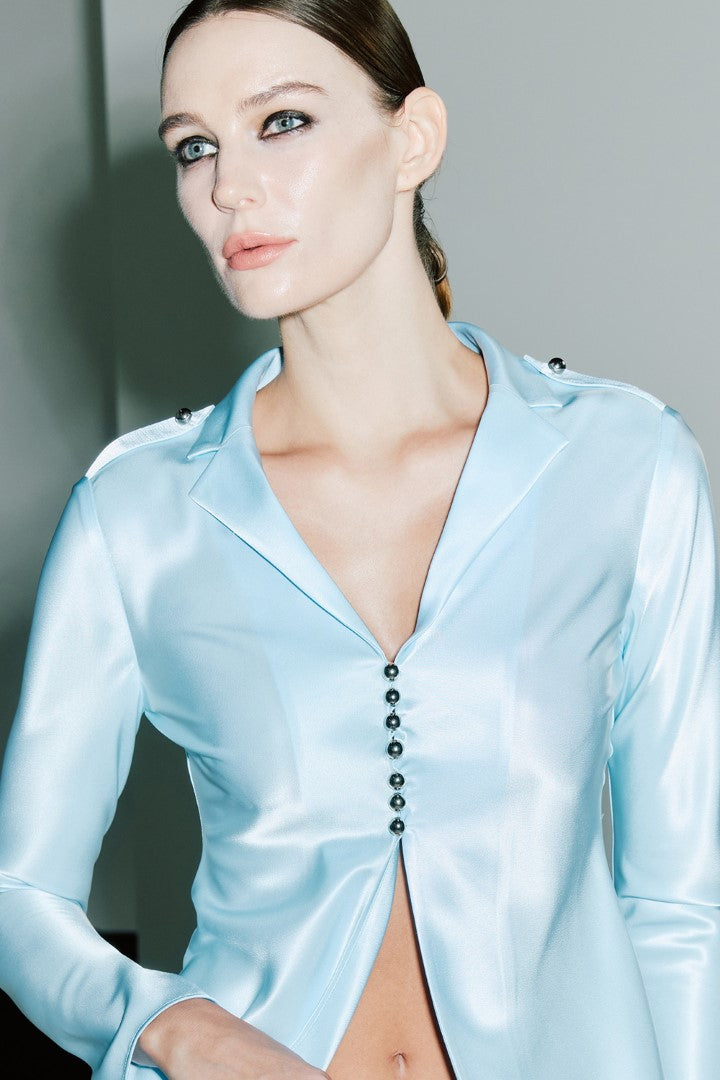 VICKTEERUT Long Sleeve Notched Lapel Shirt เสื้อเชิ้ต แขนยาว ปกสูท