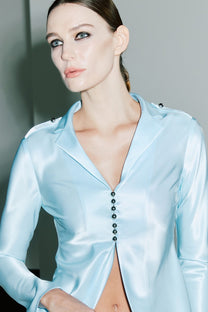 VICKTEERUT Long Sleeve Notched Lapel Shirt เสื้อเชิ้ต แขนยาว ปกสูท