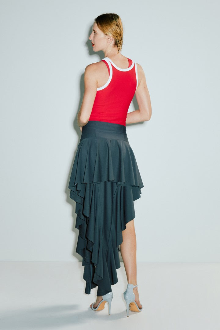 VICKTEERUT Asymmetric Frill Skirt กระโปรงตกแต่งระบาย ชายไม่เท่ากัน