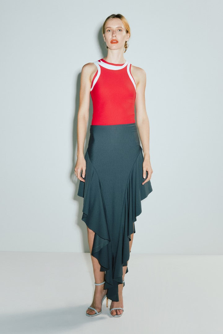 VICKTEERUT Asymmetric Frill Skirt กระโปรงตกแต่งระบาย ชายไม่เท่ากัน