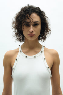 VICKTEERUT Ribbed Jersey Tank Top with Stud Detail เสื้อกล้าม ตกแต่งหมุดโลหะ