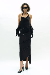 VICKTEERUT Stripe Jacquard Halter Blouse เสื้อคล้องคอ ผ้าลายทาง