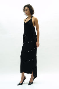 VICKTEERUT Stripe Jacquard Halter Blouse เสื้อคล้องคอ ผ้าลายทาง