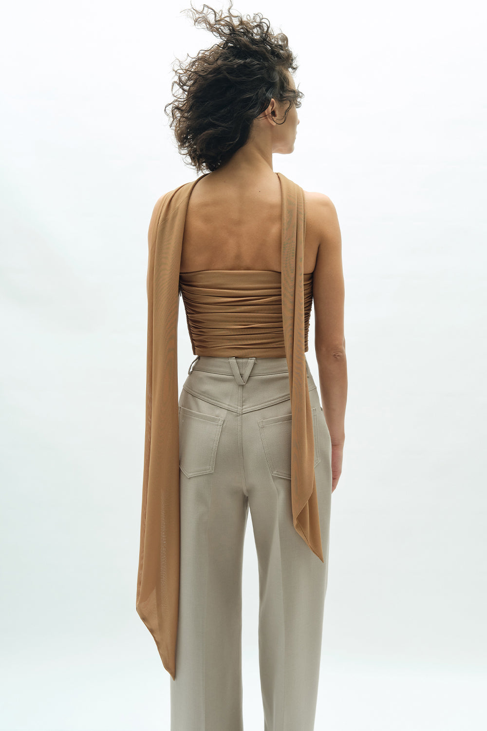 VICKTEERUT Strapless Drape Blouse with Matching Scarf เสื้อเกาะอก จับเดรป ตกแต่งผ้าพันคอ
