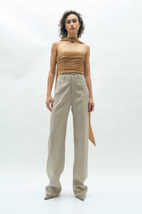 VICKTEERUT Strapless Drape Blouse with Matching Scarf เสื้อเกาะอก จับเดรป ตกแต่งผ้าพันคอ