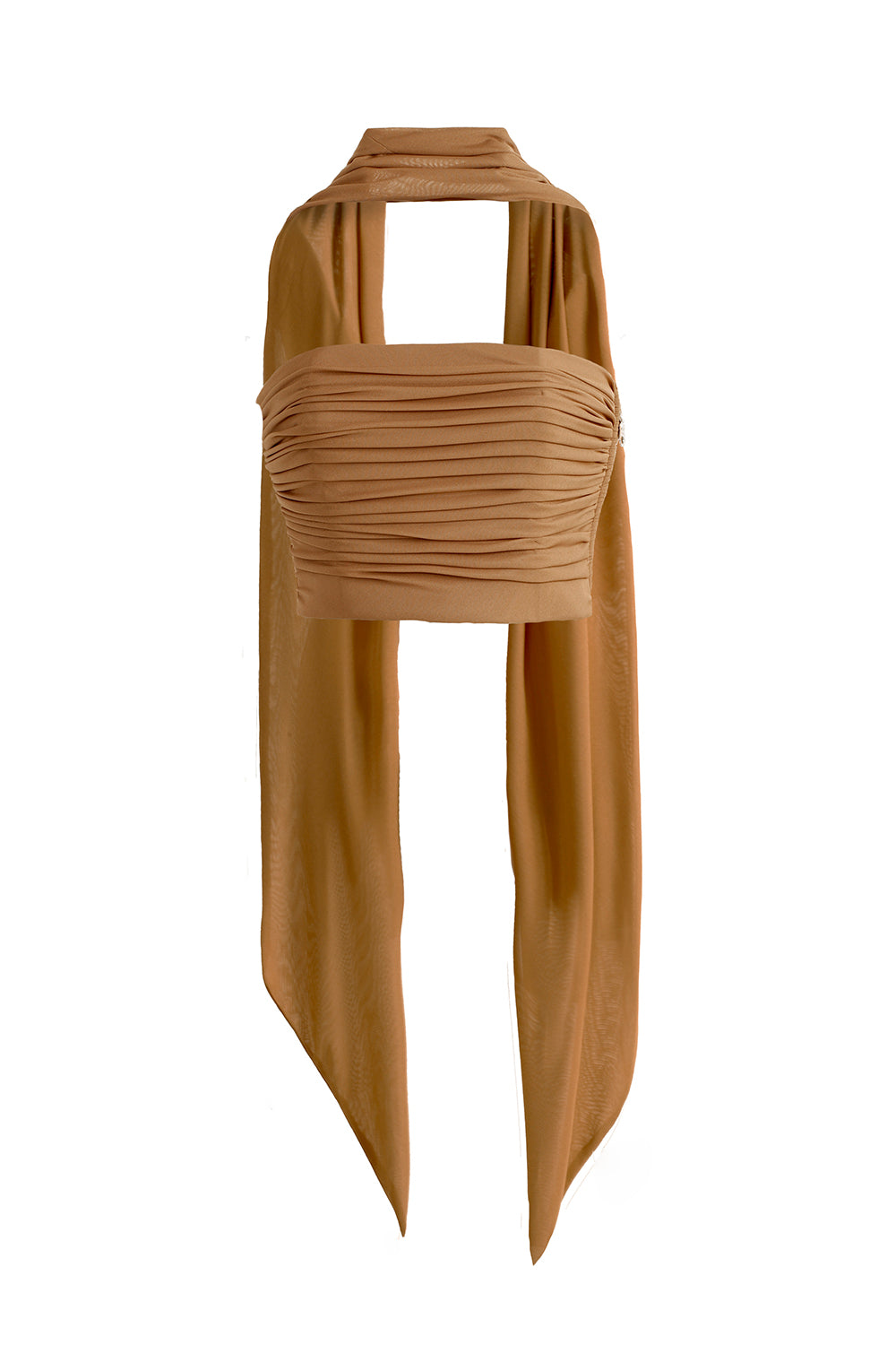 VICKTEERUT Strapless Drape Blouse with Matching Scarf เสื้อเกาะอก จับเดรป ตกแต่งผ้าพันคอ