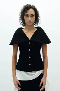 VICKTEERUT Cape Collar Blouse เสื้อปกเคป กระดุมหน้า