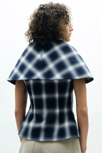 VICKTEERUT Cape Collar Plaid Blouse เสื้อปกเคป กระดุมหน้า