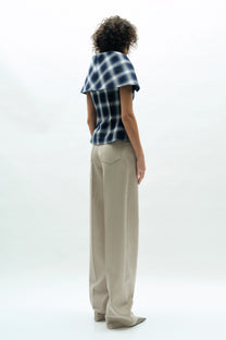 VICKTEERUT Cape Collar Plaid Blouse เสื้อปกเคป กระดุมหน้า