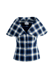 VICKTEERUT Cape Collar Plaid Blouse เสื้อปกเคป กระดุมหน้า