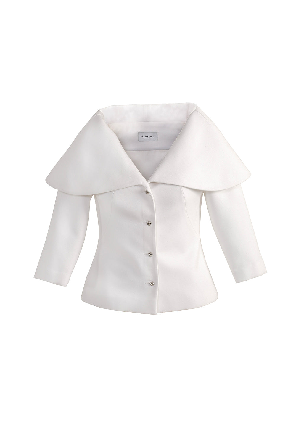 VICKTEERUT Cape Collar Blouse with Three Quarter Sleeve เสื้อปกเคป กระดุมหน้า แขนสามส่วน