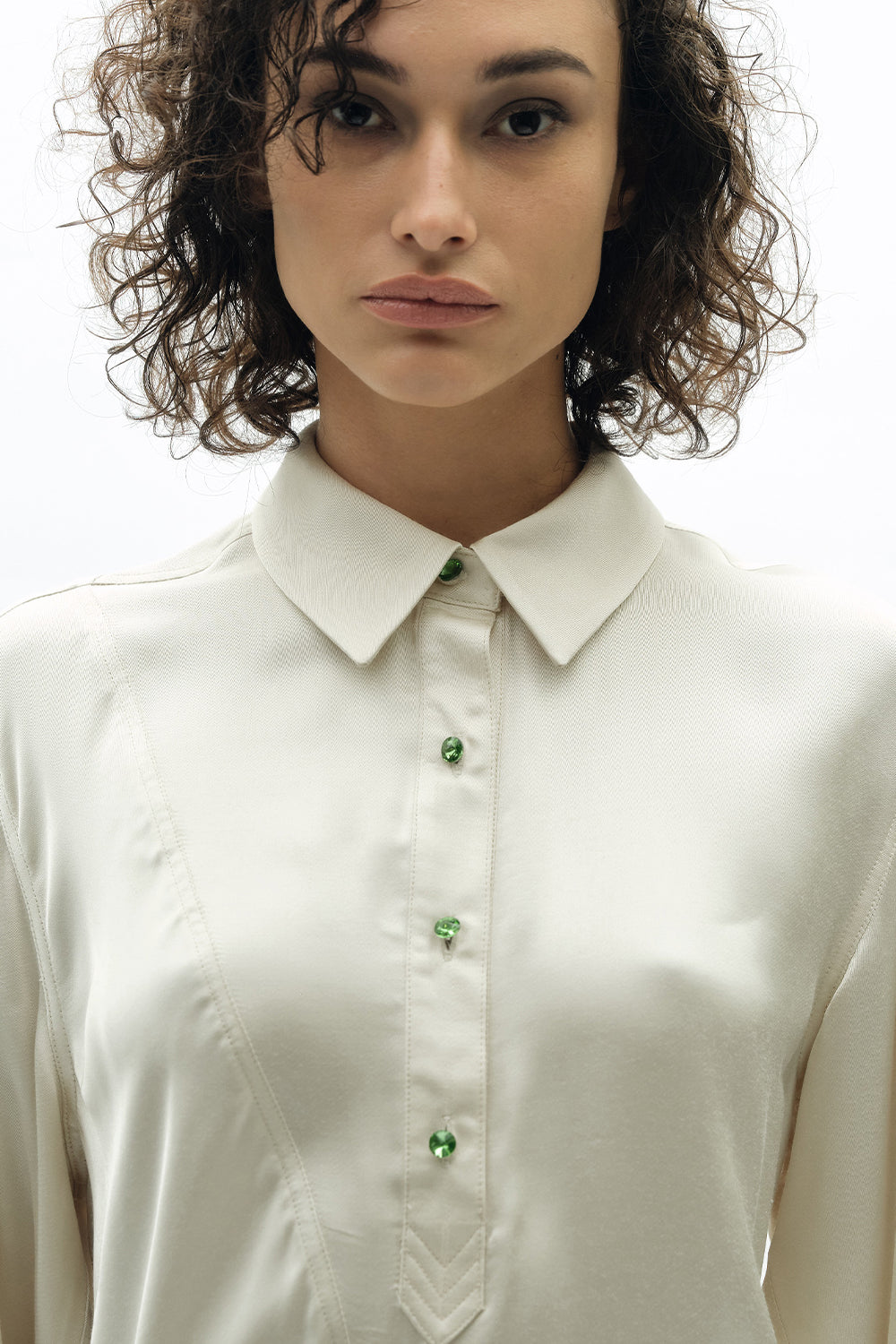 VICKTEERUT Long Sleeve Deconstructed Satin Shirt เสื้อเชิ้ต แขนยาว ดีคอนสตรัคชั่น