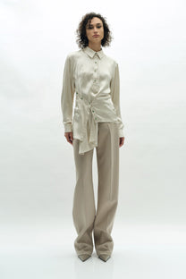 VICKTEERUT Long Sleeve Deconstructed Satin Shirt เสื้อเชิ้ต แขนยาว ดีคอนสตรัคชั่น