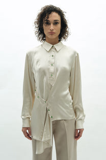 VICKTEERUT Long Sleeve Deconstructed Satin Shirt เสื้อเชิ้ต แขนยาว ดีคอนสตรัคชั่น
