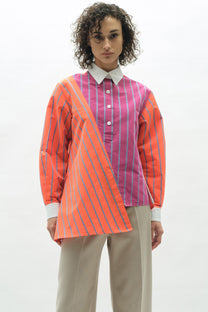 VICKTEERUT Long Sleeve Deconstructed Stripe Shirt เสื้อเชิ้ต แขนยาว ลายทาง ดีคอนสตรัคชั่น