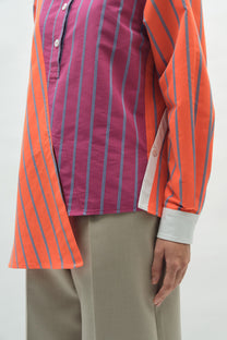 VICKTEERUT Long Sleeve Deconstructed Stripe Shirt เสื้อเชิ้ต แขนยาว ลายทาง ดีคอนสตรัคชั่น