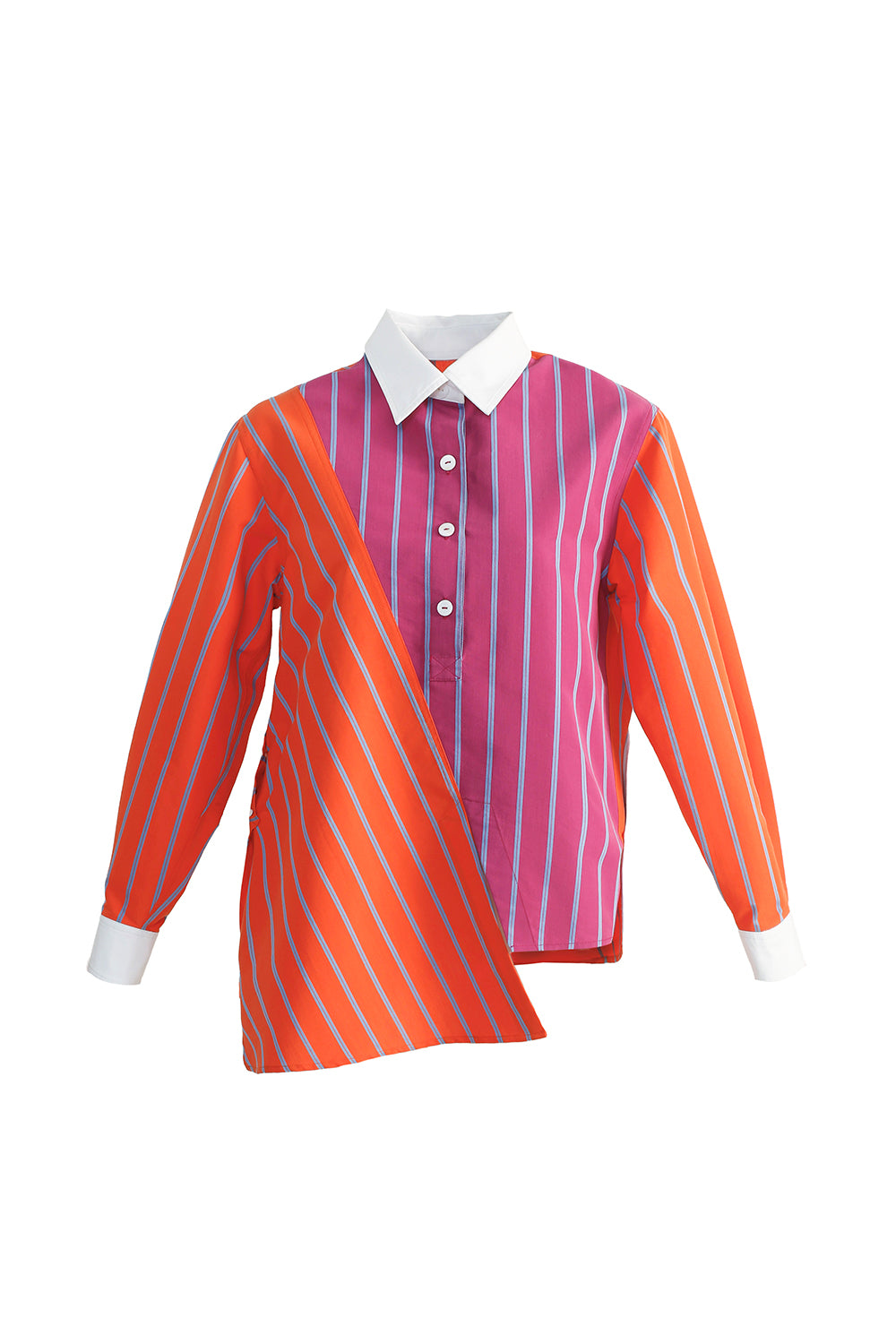 VICKTEERUT Long Sleeve Deconstructed Stripe Shirt เสื้อเชิ้ต แขนยาว ลายทาง ดีคอนสตรัคชั่น