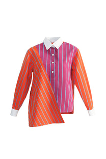 VICKTEERUT Long Sleeve Deconstructed Stripe Shirt เสื้อเชิ้ต แขนยาว ลายทาง ดีคอนสตรัคชั่น