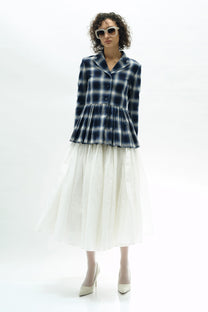 VICKTEERUT Long Sleeve Blouse with Suit Collar and Pleated Hem เสื้อแขนยาว ปกสูท ชายระบายอัดพลีท