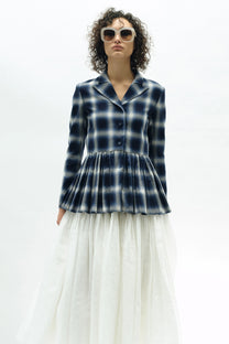 VICKTEERUT Long Sleeve Blouse with Suit Collar and Pleated Hem เสื้อแขนยาว ปกสูท ชายระบายอัดพลีท