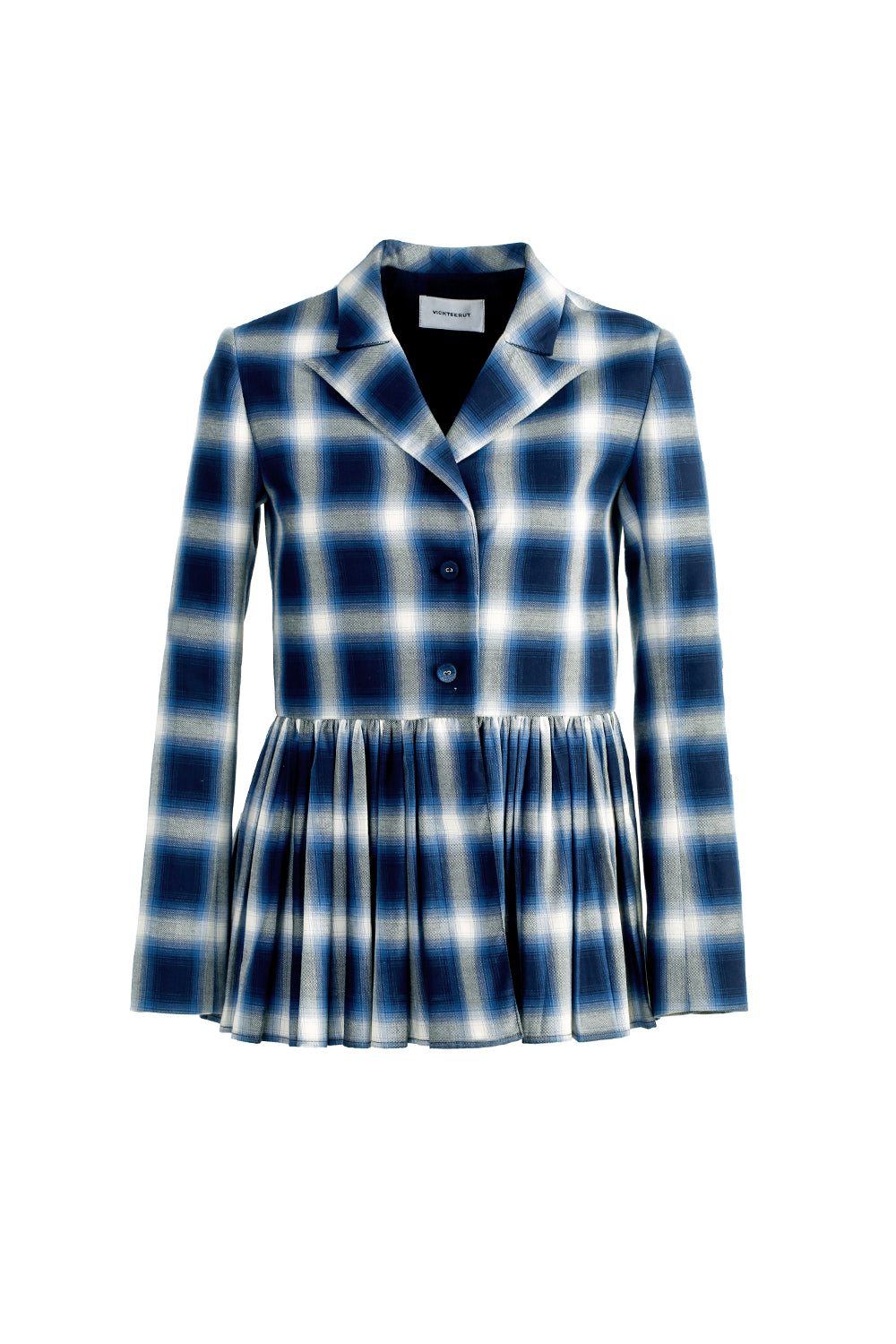 VICKTEERUT Long Sleeve Blouse with Suit Collar and Pleated Hem เสื้อแขนยาว ปกสูท ชายระบายอัดพลีท