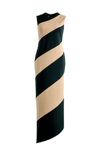 VICKTEERUT Sleeveless Colour Block Sheath Dress เดรสแขนกุด ทรงสอบ ตัดต่อลายผ้า
