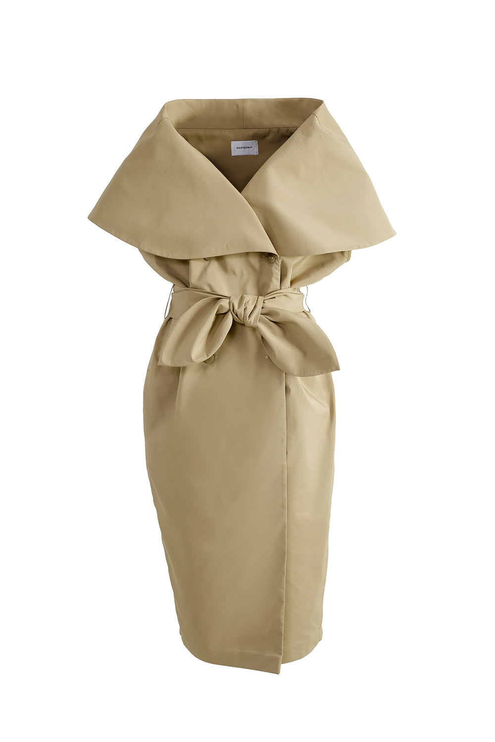 VICKTEERUT Cape Collar Dress with Belt Detail เดรสปกเคป พร้อมเข็มขัด