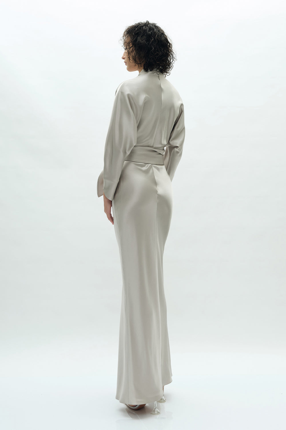 VICKTEERUT Batwing Sleeve Long Dress with Matching Belt เดรสยาว แขนค้างคาว พร้อมเข็มขัด