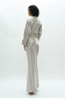 VICKTEERUT Batwing Sleeve Long Dress with Matching Belt เดรสยาว แขนค้างคาว พร้อมเข็มขัด