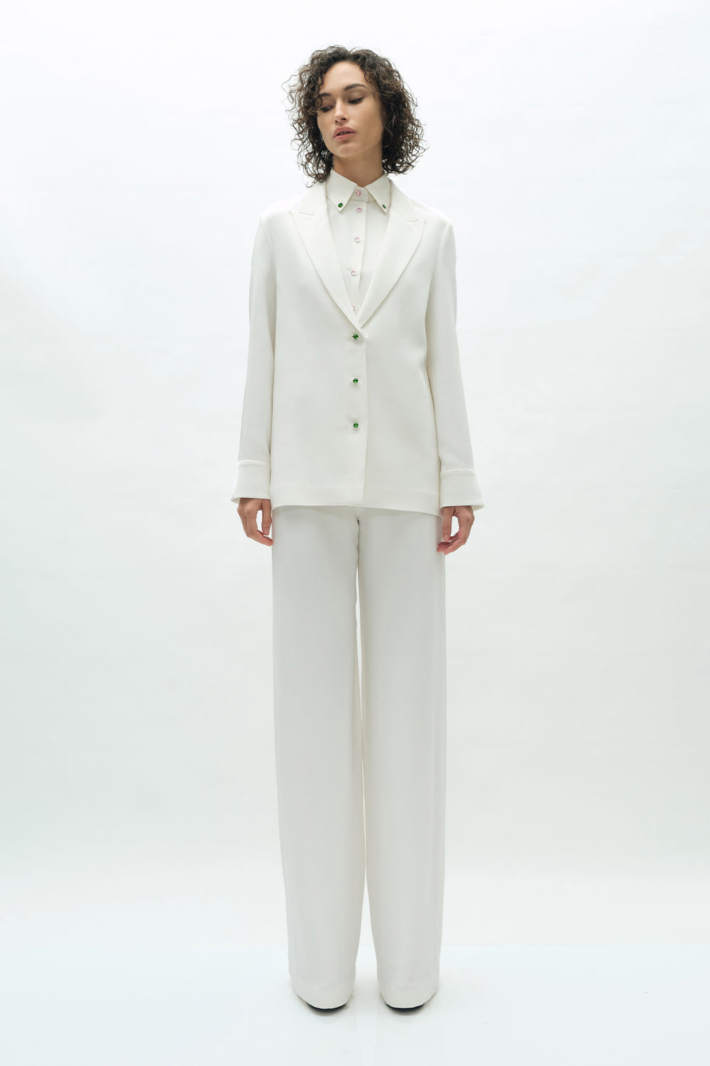 VICKTEERUT Wide Leg Silk Crepe Trousers กางเกงขาบาน ผ้าเครปไหม