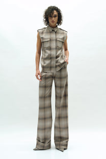 VICKTEERUT Front Pleat Plaid Trousers กางเกงขาตรง จีบหน้า ผ้าลายตาราง