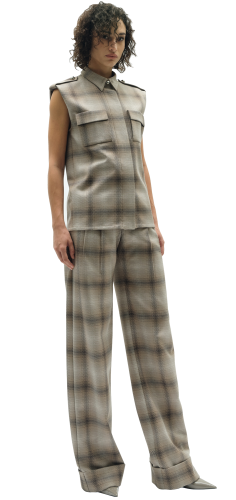 VICKTEERUT Front Pleat Plaid Trousers กางเกงขาตรง จีบหน้า ผ้าลายตาราง