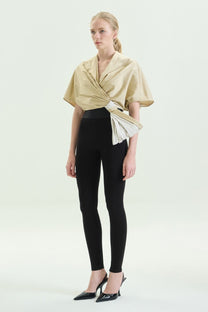 VICKTEERUT Short Sleeve Cropped Blouse with Drape Detail เสื้อครอป แขนสั้น ตกแต่งเดรป