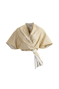 VICKTEERUT Short Sleeve Cropped Blouse with Drape Detail เสื้อครอป แขนสั้น ตกแต่งเดรป