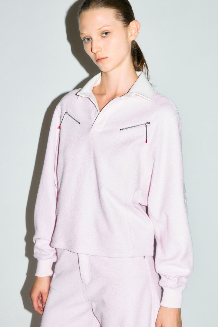 VICKTEERUT Long Sleeve Collar Blouse with Zip Detail เสื้อแขนยาว คอปก ตกแต่งซิป