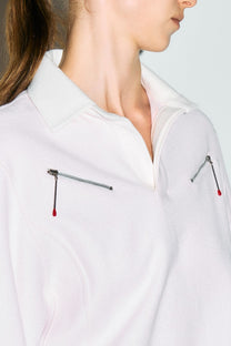 VICKTEERUT Long Sleeve Collar Blouse with Zip Detail เสื้อแขนยาว คอปก ตกแต่งซิป