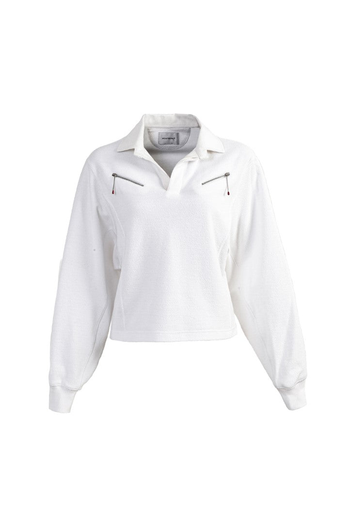 VICKTEERUT Long Sleeve Collar Blouse with Zip Detail เสื้อแขนยาว คอปก ตกแต่งซิป