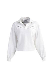 VICKTEERUT Long Sleeve Collar Blouse with Zip Detail เสื้อแขนยาว คอปก ตกแต่งซิป