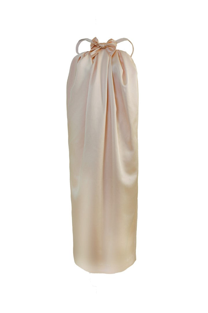 VICKTEERUT Halter Neck Cocoon Dress with Bow Detail เดรสคล้องคอ เดรสมิดิ ตกแต่งโบว์
