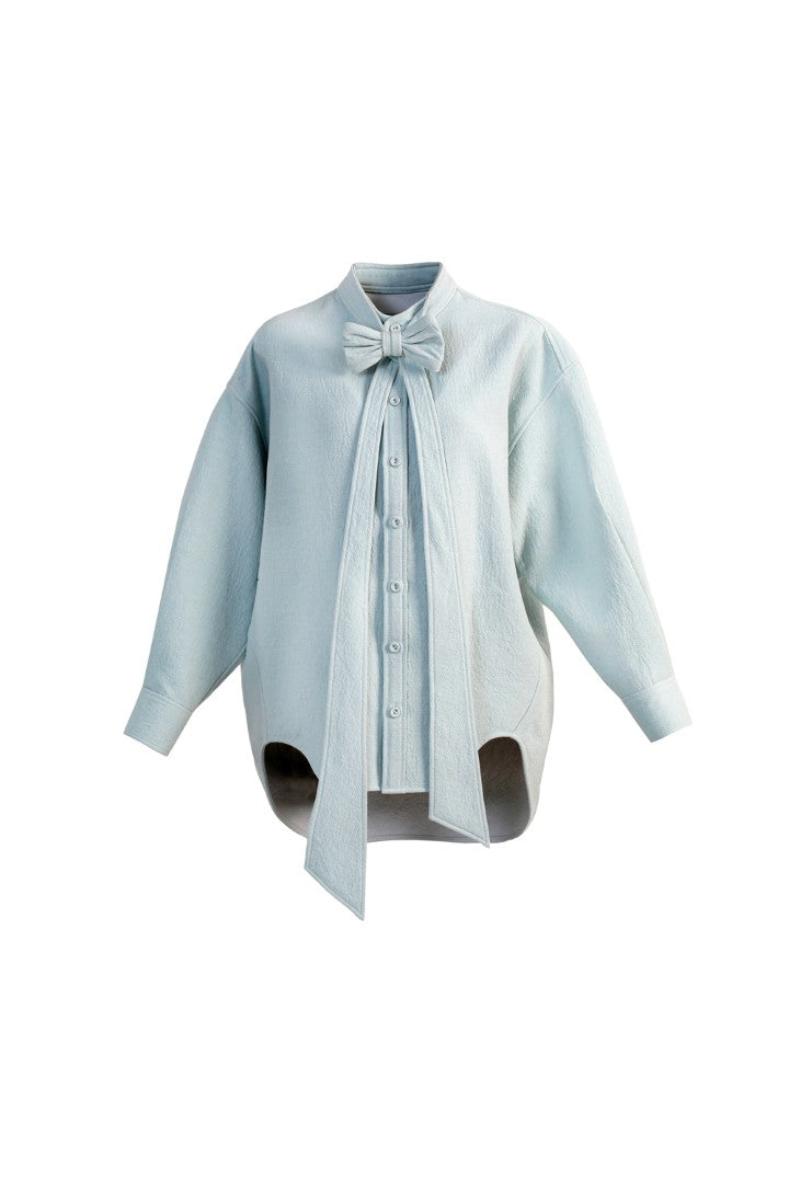 VICKTEERUT Oversized Long Sleeve Blouse with Bow Detail เสื้อแขนยาว ทรงโอเวอร์ไซส์ ตกแต่งโบว์