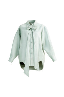 VICKTEERUT Oversized Long Sleeve Blouse with Bow Detail เสื้อแขนยาว ทรงโอเวอร์ไซส์ ตกแต่งโบว์