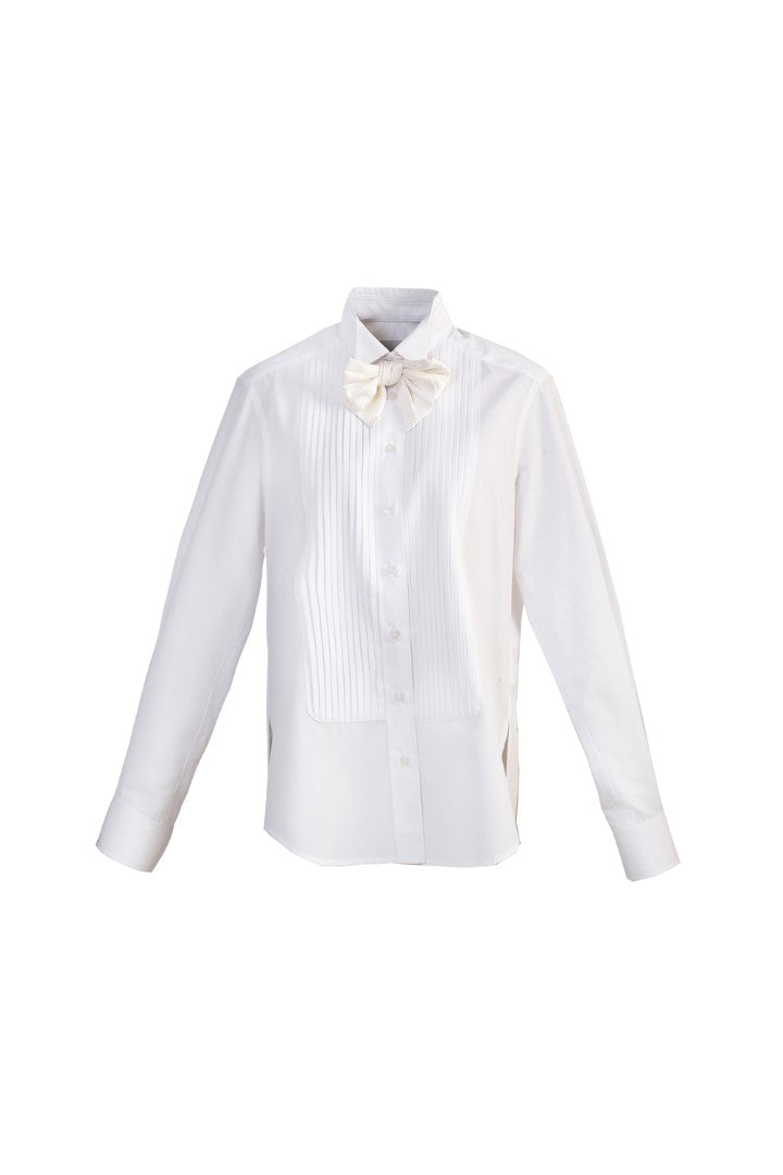VICKTEERUT Oversized Tuxedo Bib Shirt with Detachable Bow เสื้อเชิ้ต แขนยาว ปกทักซีโด ทรงโอเวอร์ไซส์ ตกแต่งโบว์ถอดออกได้