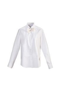 VICKTEERUT Oversized Tuxedo Bib Shirt with Detachable Bow เสื้อเชิ้ต แขนยาว ปกทักซีโด ทรงโอเวอร์ไซส์ ตกแต่งโบว์ถอดออกได้